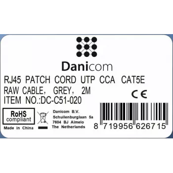 DSIT CAT 5e U/UTP Netzwerkkabel, 2m, Grau, CCA