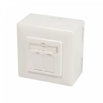 DSIT Aufputz Cat. 6a geschirmte Doppel-RJ45-Dose, Elfenbein