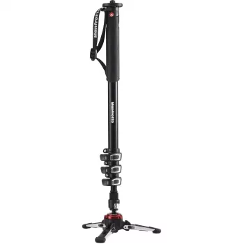 Manfrotto MVMXPROA4 XPRO Monopod+ Aluminium 4-Section Video Monopod mit FluidTech Basis, Schwarz