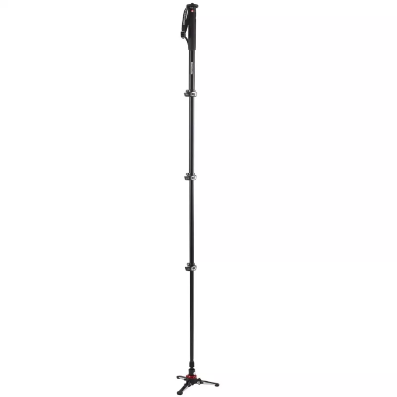 Manfrotto MVMXPROA4 XPRO Monopod+ Aluminium 4-Section Video Monopod mit FluidTech Basis, Schwarz