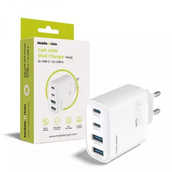 Mobile Origin 40W GaN-Ladegerät PW22 2x USB-C + 2x USB-A