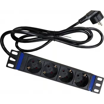 DSIT DS10-4PDU 10-Zoll-Rackmount-Stromverteilungseinheit, 4 Schuko-Steckdosen, 16A, Schwarz