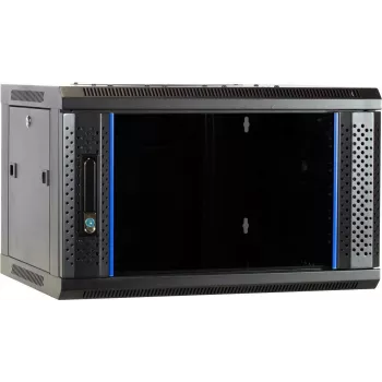 DSIT 6U Wandmontage-Servergehäuse mit Glastür, 600 x 450 x 367 mm, Schwarz, DS6406