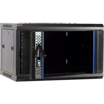 DSIT 6U Wandmontage-Servergehäuse mit Glastür, 600 x 450 x 367 mm, Schwarz, DS6406