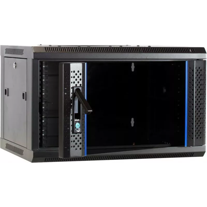 DSIT 6U Wandmontage-Servergehäuse mit Glastür, 600 x 450 x 367 mm, Schwarz, DS6406