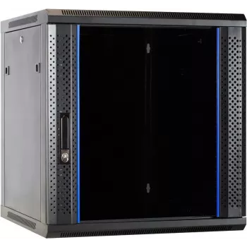 DSIT DS6612 12U Wandmontage-Serverschrank mit Glastür, 600x600x635 mm, Schwarz