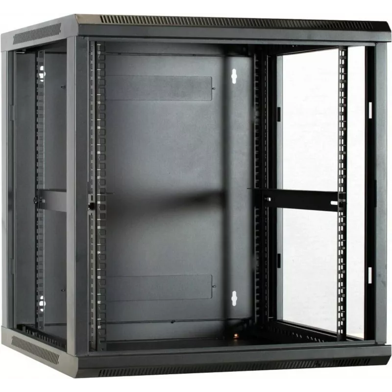 DSIT DS6612 12U Wandmontage-Serverschrank mit Glastür, 600x600x635 mm, Schwarz