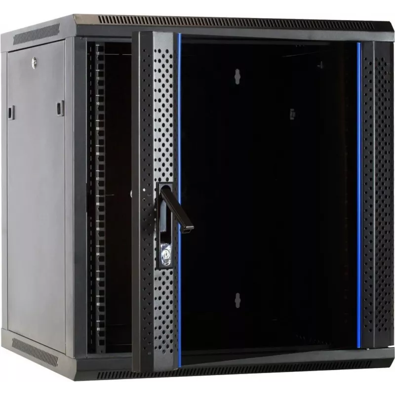 DSIT DS6612 12U Wandmontage-Serverschrank mit Glastür, 600x600x635 mm, Schwarz