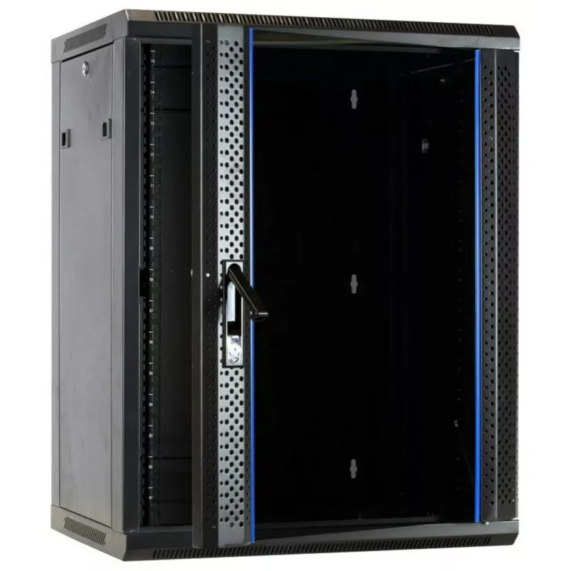 DSIT DS6615 15U Wandmontage-Serverschrank mit Glastür, 600x600x770 mm, Schwarz