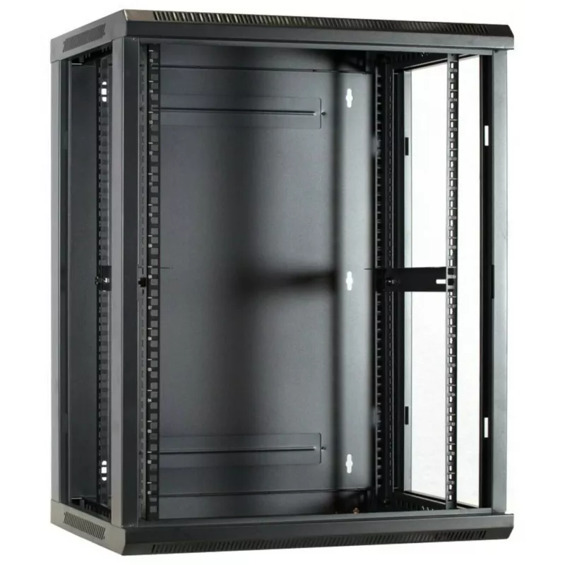 DSIT DS6615 15U Wandmontage-Serverschrank mit Glastür, 600x600x770 mm, Schwarz