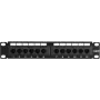 DSIT DS-10Patch6-12UTP 10-Zoll 12-Port UTP CAT6 Patchpanel, 1U Rackmontage, Schwarz