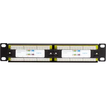 DSIT DS-10Patch6-12UTP 10-Zoll 12-Port UTP CAT6 Patchpanel, 1U Rackmontage, Schwarz