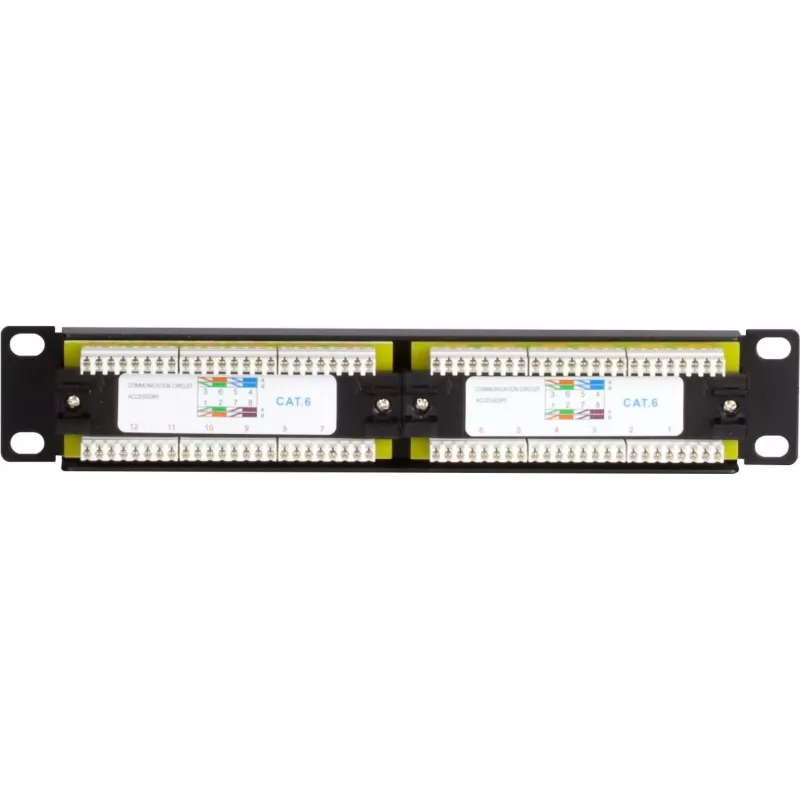 DSIT DS-10Patch6-12UTP 10-Zoll 12-Port UTP CAT6 Patchpanel, 1U Rackmontage, Schwarz