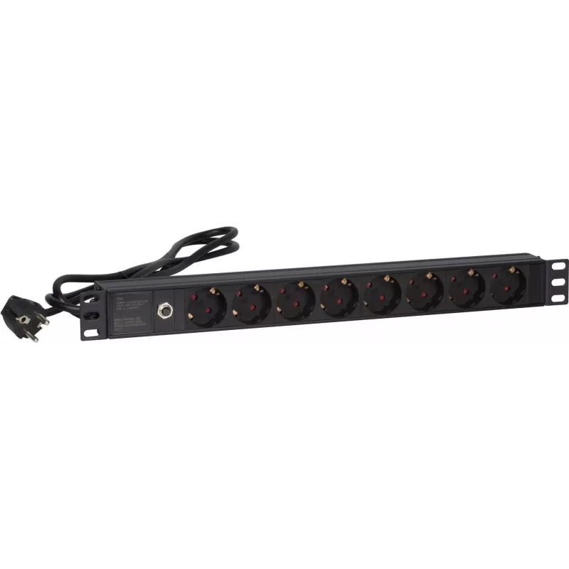 DSIT DS-8PDU-MO 19 inch 8-fach Master-Überlastschutz-Steckdosenleiste, 0,48 m Kabel, Schwarz