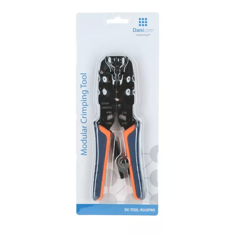 DSIT DC-TOOL-RJ45PRO Professionelles Crimpwerkzeug für RJ45-Stecker mit Kabelschneider und Abisolierzange