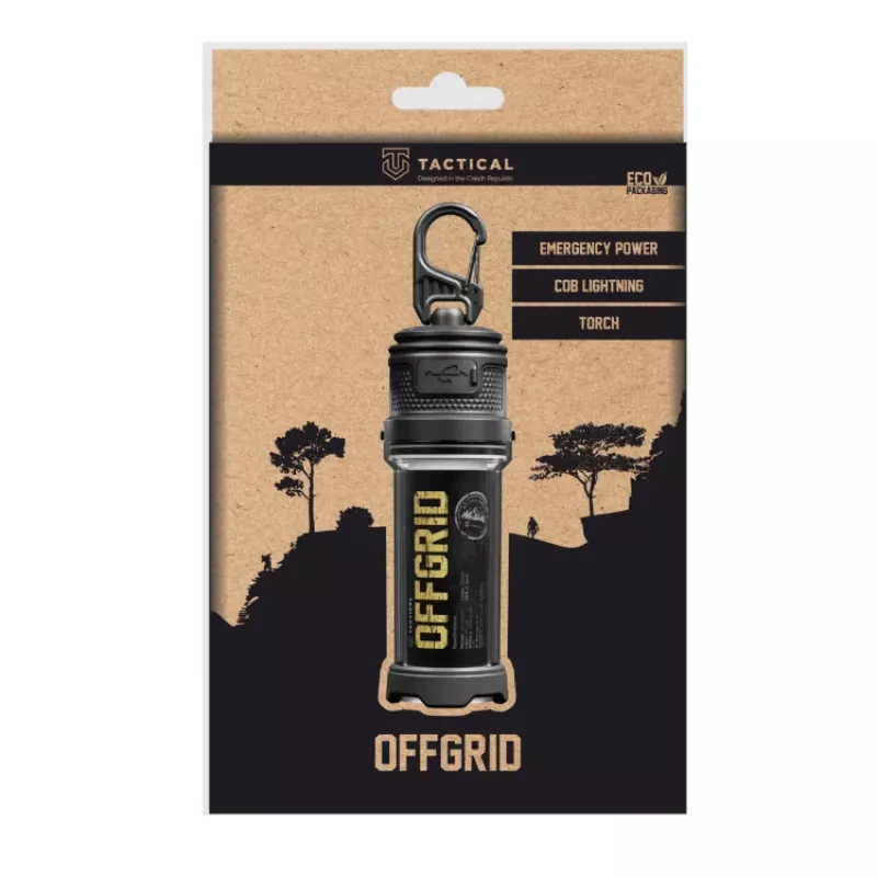 Taktische OffGrid LED-Taschenlampe Powerbank 2000 Lumen, 5000 mAh, USB-C, IPX6, zoombar