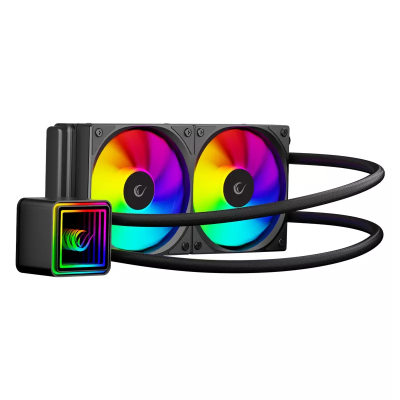 Rampage INFINITE V240 ARGB 240mm Flüssigkeits-CPU-Kühler mit Temperaturanzeige, Schwarz