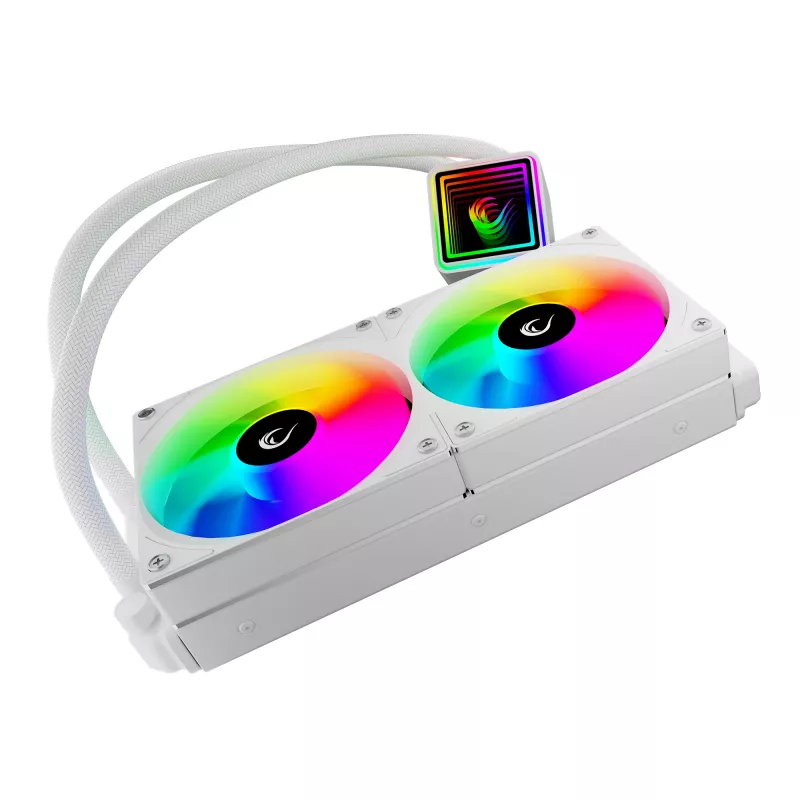 Rampage INFINITE V240 Weiß 240mm ARGB AIO Flüssigkeits-CPU-Kühler mit Temperaturanzeige