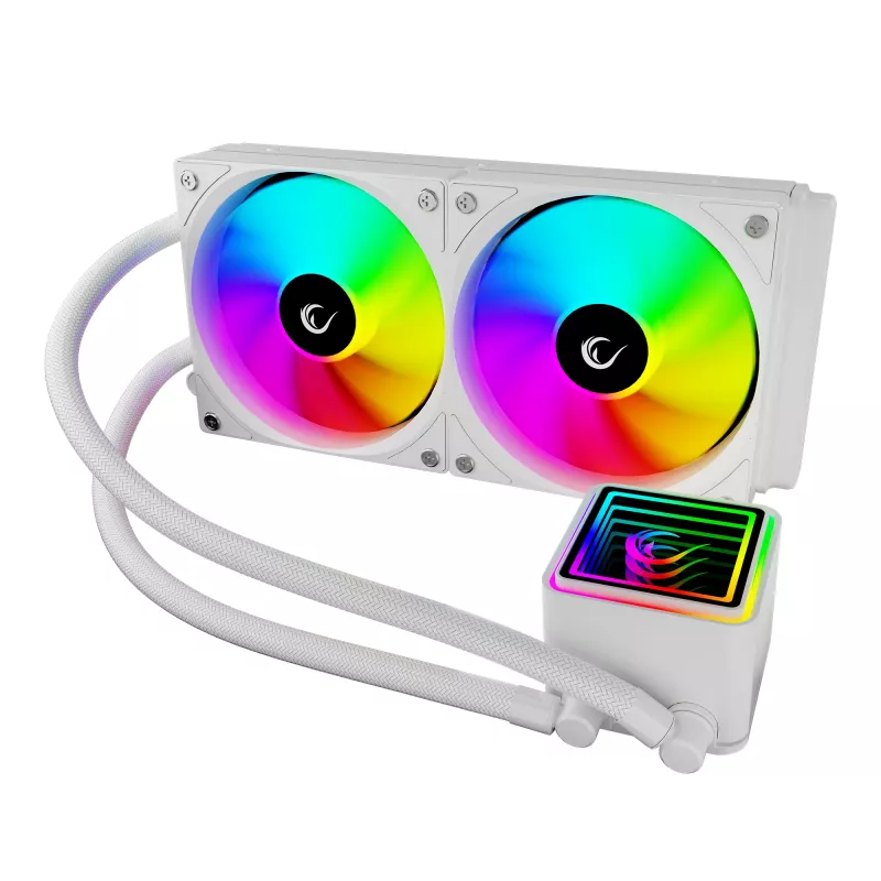 Rampage INFINITE V240 Weiß 240mm ARGB AIO Flüssigkeits-CPU-Kühler mit Temperaturanzeige