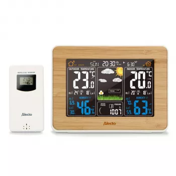 Alecto WS-1560 Bambus-Wetterstation mit kabellosem Außensensor
