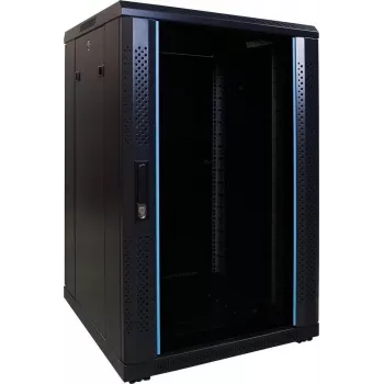 DSIT DS6618 18U 19 inch Server-Rack-Schrank mit Glastür, 600x600x1000 mm, Schwarz