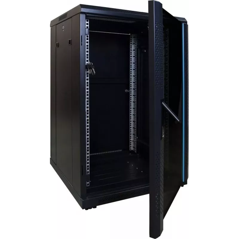 DSIT DS6618 18U 19 inch Server-Rack-Schrank mit Glastür, 600x600x1000 mm, Schwarz