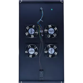 DSIT DS-FT100 4-Lüfter Server-Rack-Kühleinheit mit Thermostat für 1000 mm tiefe Schränke, 1U, 230V, Schwarz