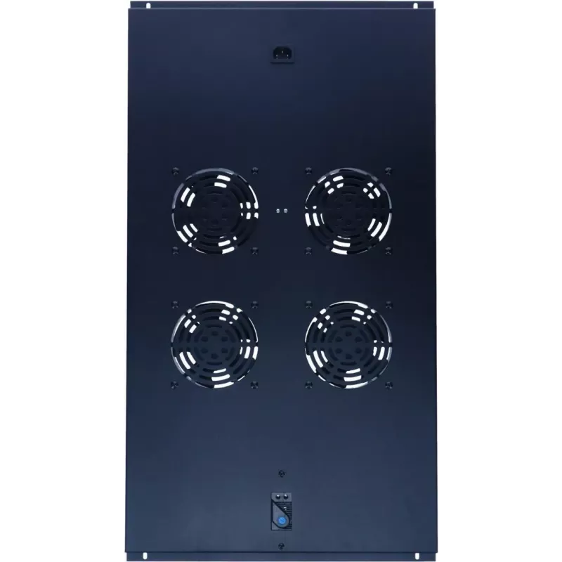 DSIT DS-FT100 4-Lüfter Server-Rack-Kühleinheit mit Thermostat für 1000 mm tiefe Schränke, 1U, 230V, Schwarz