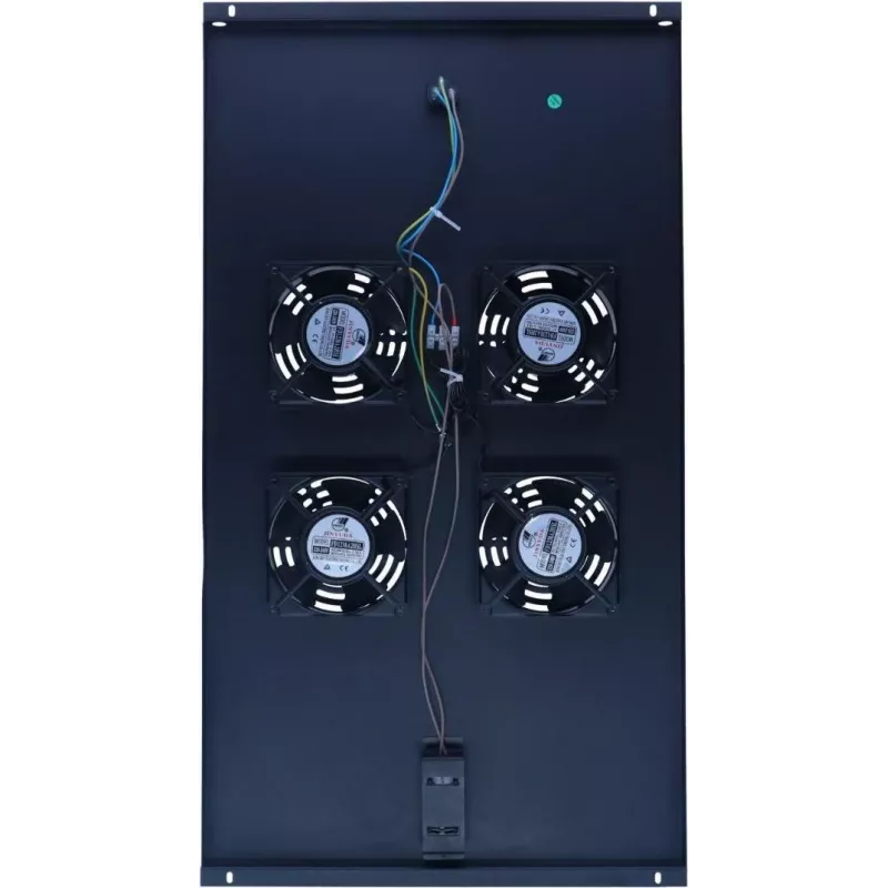 DSIT DS-FT100 4-Lüfter Server-Rack-Kühleinheit mit Thermostat für 1000 mm tiefe Schränke, 1U, 230V, Schwarz
