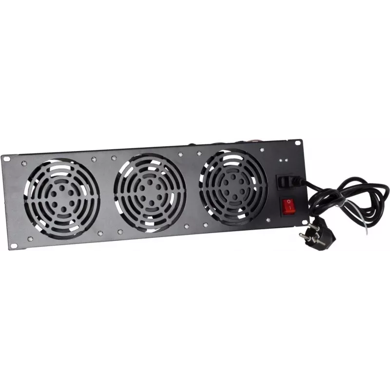 DSIT DS-FAN3FRONT 3U Rackmontage-Lüftereinheit mit 3 Lüftern für 19-Zoll-Racks, Schwarz