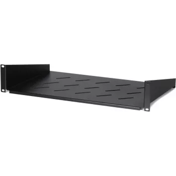 DSIT DS-FH2U300 2U festes Rack-Regal für 450 mm tiefe Wandschränke, 300 mm Tiefe, Schwarz