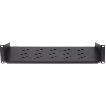 DSIT DS-FH2U300 2U festes Rack-Regal für 450 mm tiefe Wandschränke, 300 mm Tiefe, Schwarz