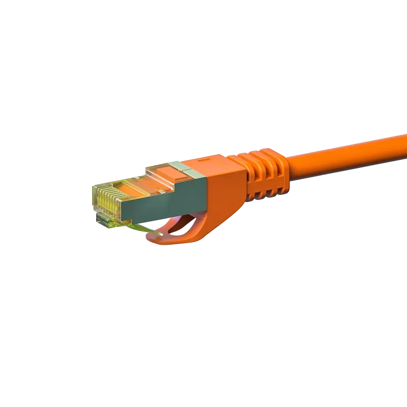 DSIT RJ45 Netzwerkkabel S/FTP PiMF mit CAT 7 Rohkabel, 1 m, Orange (DC-76-010)