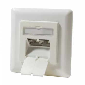 DSIT Unterputz-Doppel-RJ45-Buchse, vertikal, Cat.6/Class E geschirmt, Elfenbein