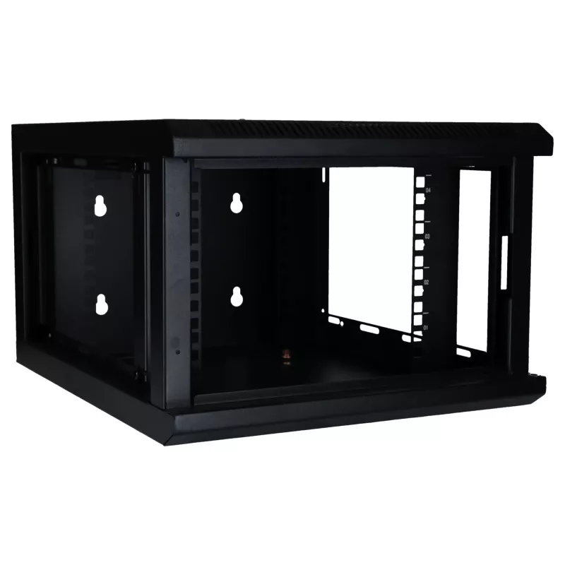 DSIT 4U 10 inch Wandmontage-Schrank mit Sicherheitsglas-Tür, 370x450x264 mm, Schwarz
