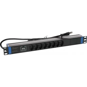 DSIT 19 inch Schweizer Steckdosenleiste Master Overload - 8 Steckdosen - 1,8 m Kabel