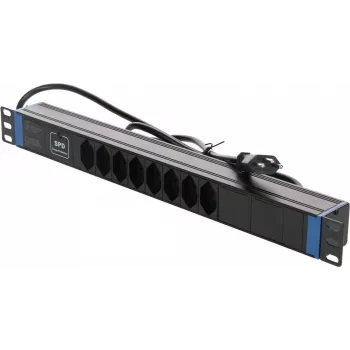 DSIT 19 inch Schweizer Steckdosenleiste Master Overload - 8 Steckdosen - 1,8 m Kabel