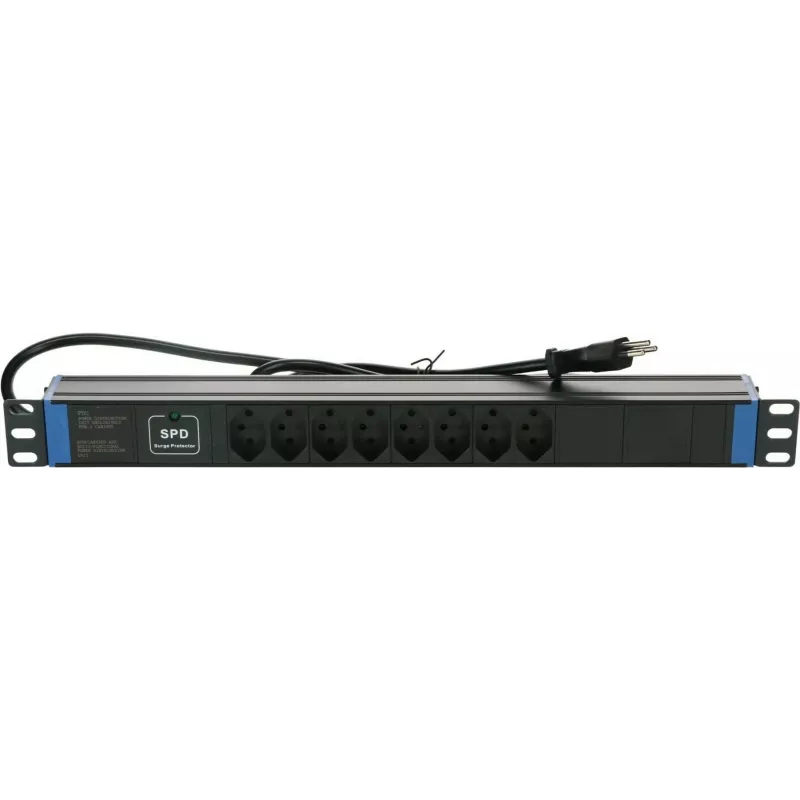 DSIT 19 inch Schweizer Steckdosenleiste Master Overload - 8 Steckdosen - 1,8 m Kabel