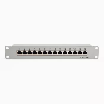 DSIT 10-Zoll 12-Port Cat5e STP Patchpanel – 1U Rackmontage, geschirmt RJ45, Schwarz