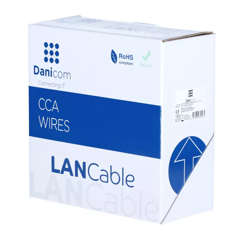 DSIT CAT5e F/UTP 50m Rolle Solid Core CCA Netzwerkkabel Grau (DC-FTP5CCA50S-GRY)