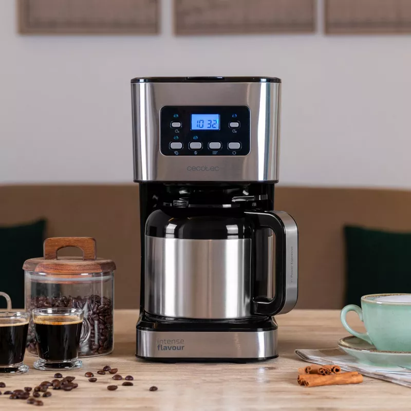 Cecotec Coffee 66 Drop & Thermo Time Filterkaffeemaschine, 1,2 l Thermokanne, 950 W, Edelstahl/Schwarz