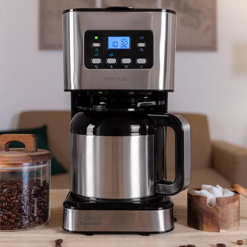 Cecotec Coffee 66 Drop & Thermo Time Filterkaffeemaschine, 1,2 l Thermokanne, 950 W, Edelstahl/Schwarz
