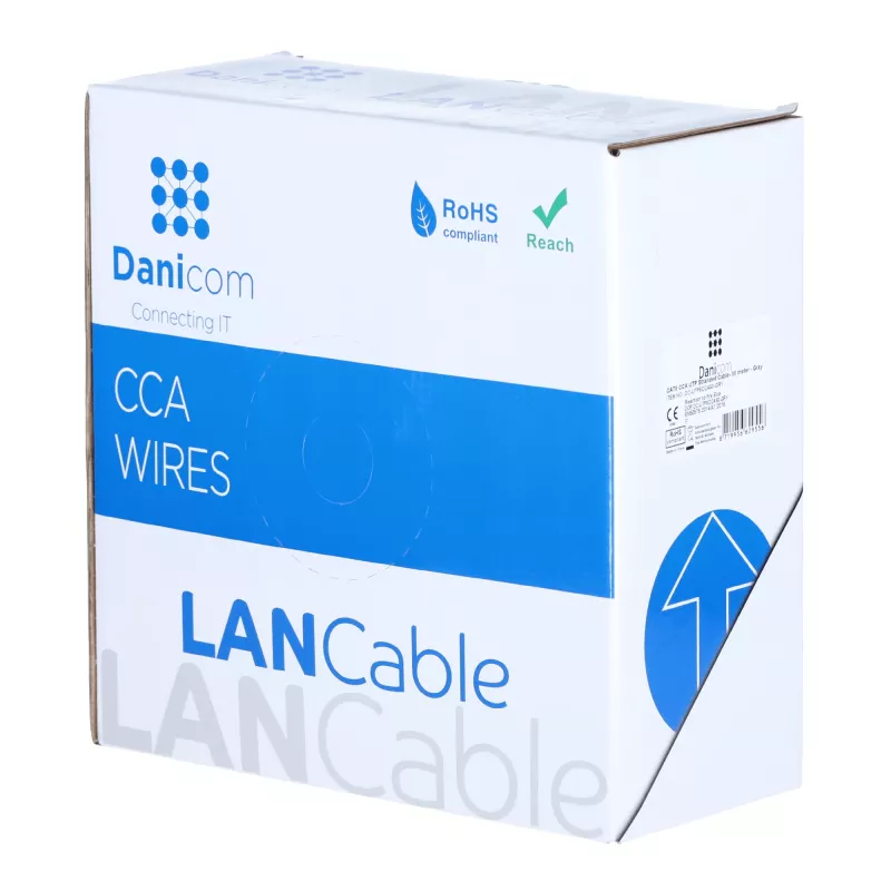 DSIT CAT6 U/UTP 50m flexibles graues CCA-Netzwerkkabel auf Rolle