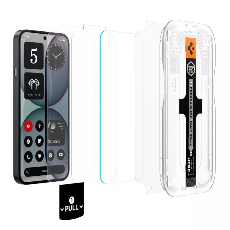 Spigen GLAS.tR EZ Fit Pro AC HD Displayschutzfolie aus gehärtetem Glas für Nothing Phone (4a), 2er-Pack, transparent