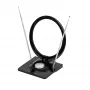 Vivanco VVTVANTSCIRCLE Innenantenne DVB-T2/DAB+ Flachantenne mit 4G/5G-Filter, Schwarz