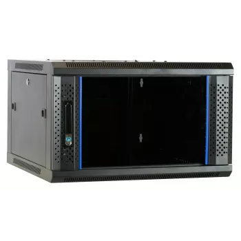 DSIT 6U Wandmontage-Serverschrank mit Glastür, 600 x 600 x 368 mm, Schwarz