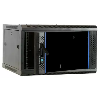 DSIT 6U Wandmontage-Serverschrank mit Glastür, 600 x 600 x 368 mm, Schwarz