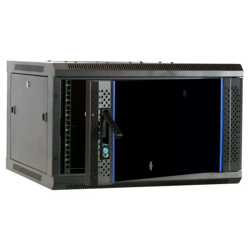 DSIT 6U Wandmontage-Serverschrank mit Glastür, 600 x 600 x 368 mm, Schwarz