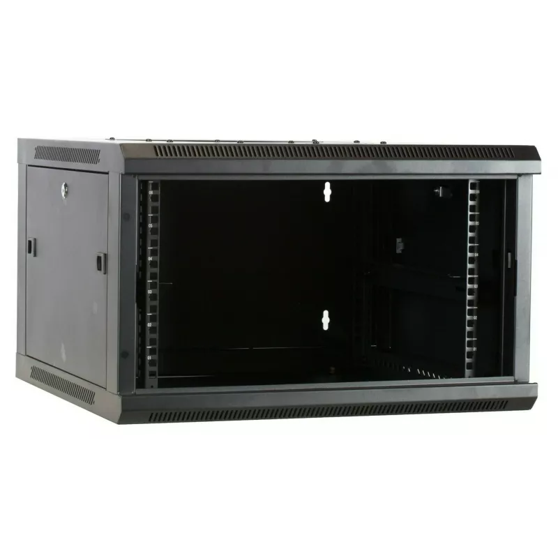 DSIT 6U Wandmontage-Serverschrank mit Glastür, 600 x 600 x 368 mm, Schwarz