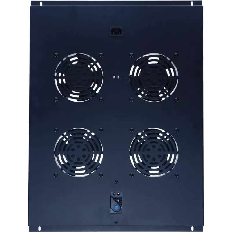 DSIT DS-FT80 4-Lüfter-Server-Rack-Kühleinheit mit Thermostat für 800 mm tiefe Schränke, 1U, 230V, Schwarz